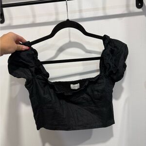 Wilfred Black Linen Crop Bustier Top